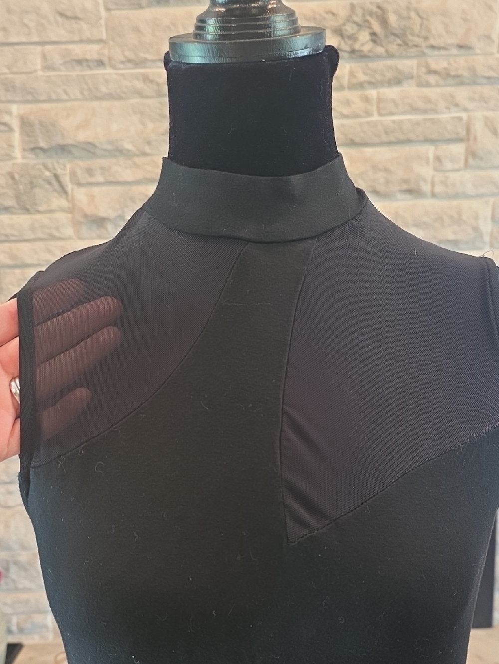 2/$25 Black Mesh Panel Mock Neck Tank Top. Size Medium